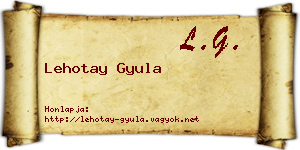 Lehotay Gyula névjegykártya